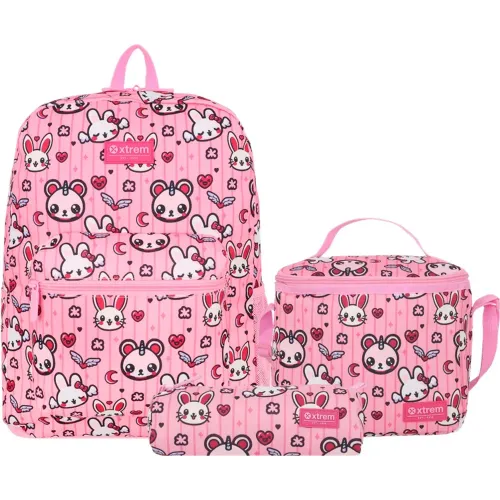Set Xtrem Mochila Niña Triple Pack 6xt color rosado | Platanitos
