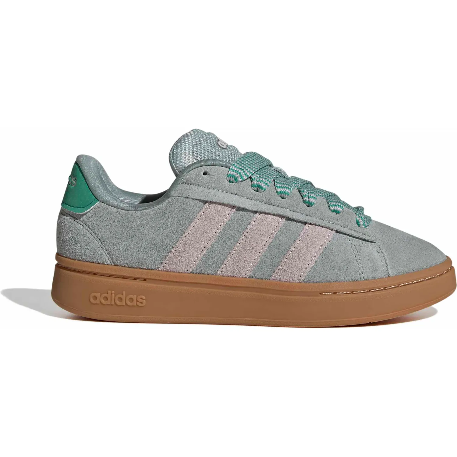 Zapatillas Adidas Urbanas Mujer Grand Court Alpha 00s color verde/beige | Platanitos