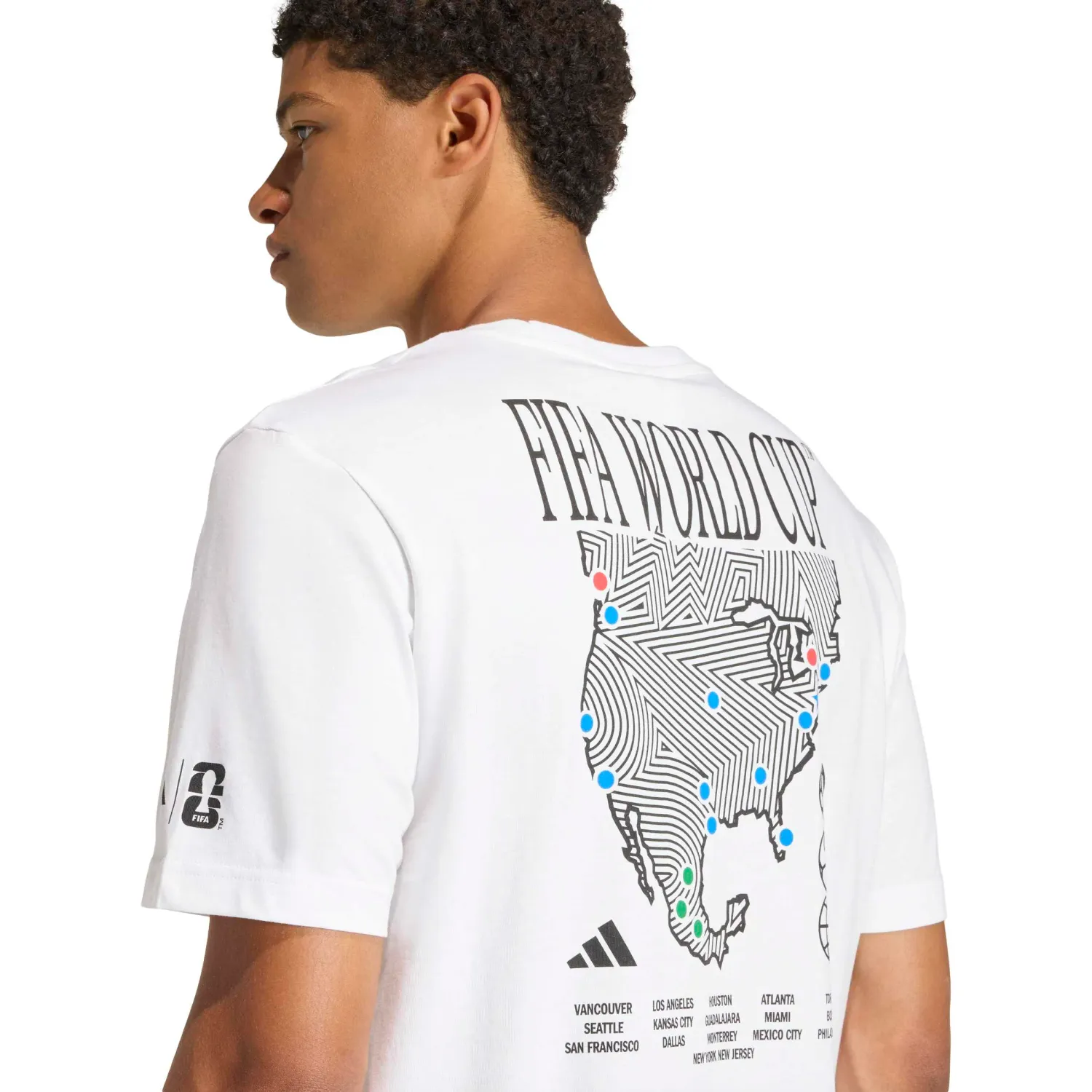 Polo Adidas Deportivo Hombre M Ftb Wc Map T color blanco / negro | Platanitos