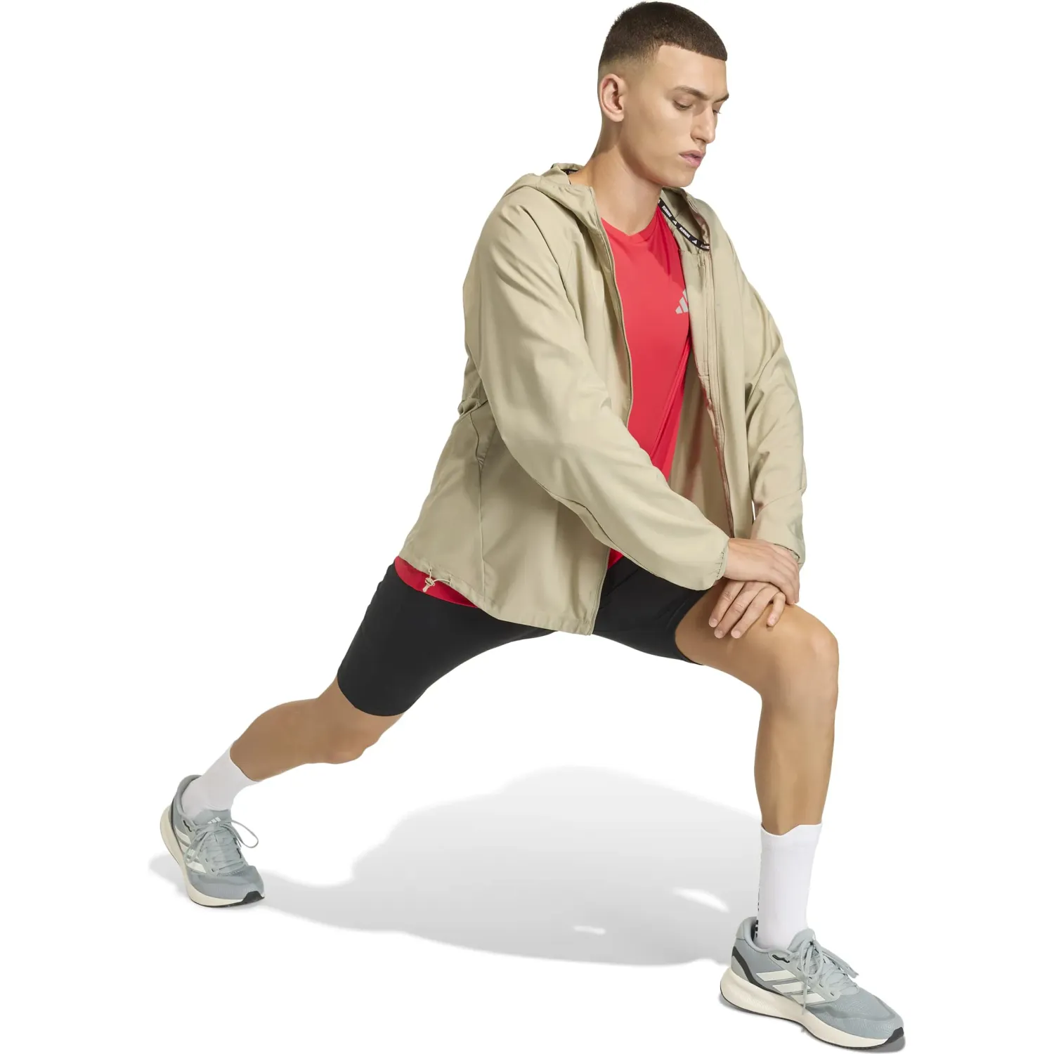 Polo Adidas Running Hombre Run Ess Tee M Climacool color rojo / blanco | Platanitos