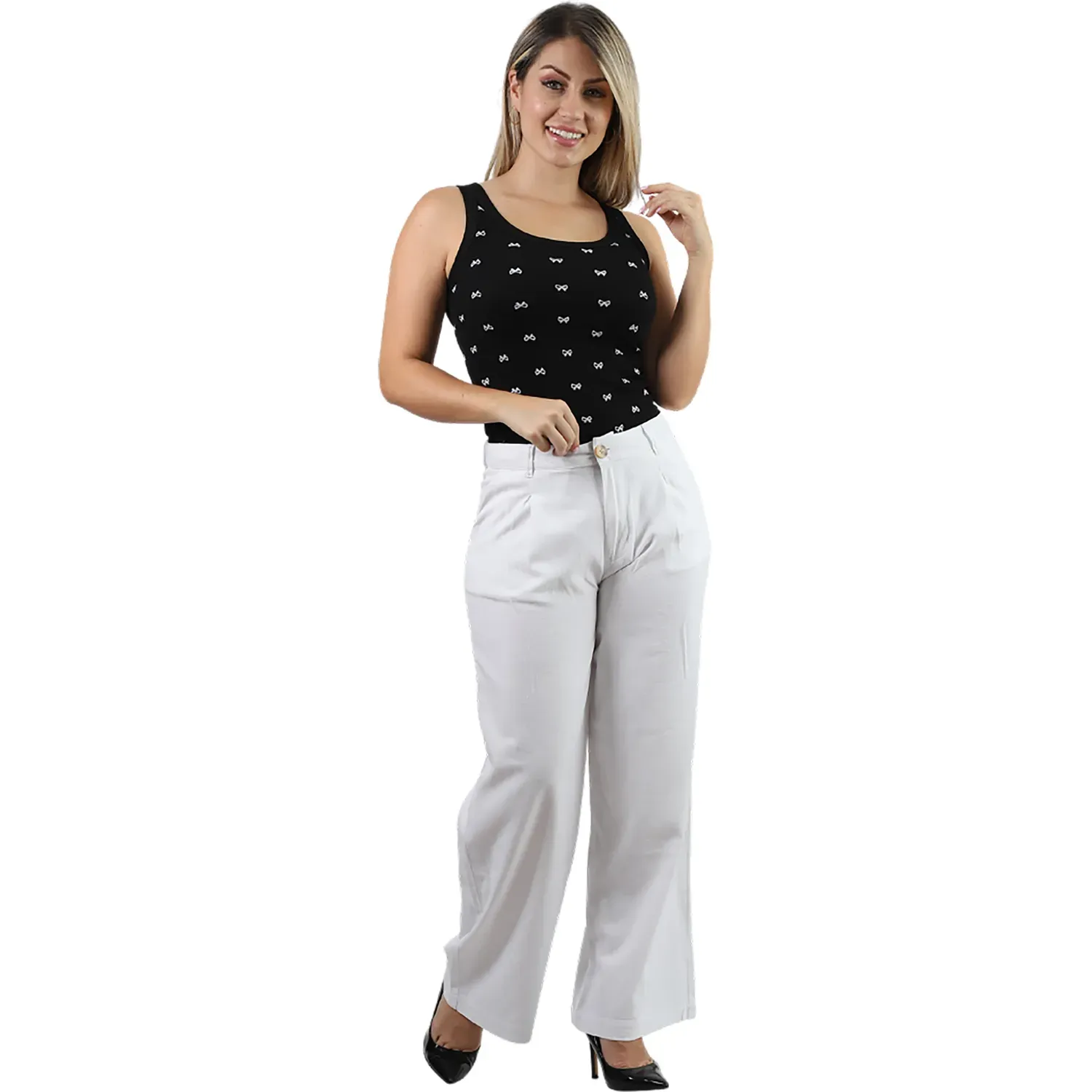Pantalon Fordan Jeans Mujer 3902 Recto C/Plieguez En Delantero color blanco | Platanitos
