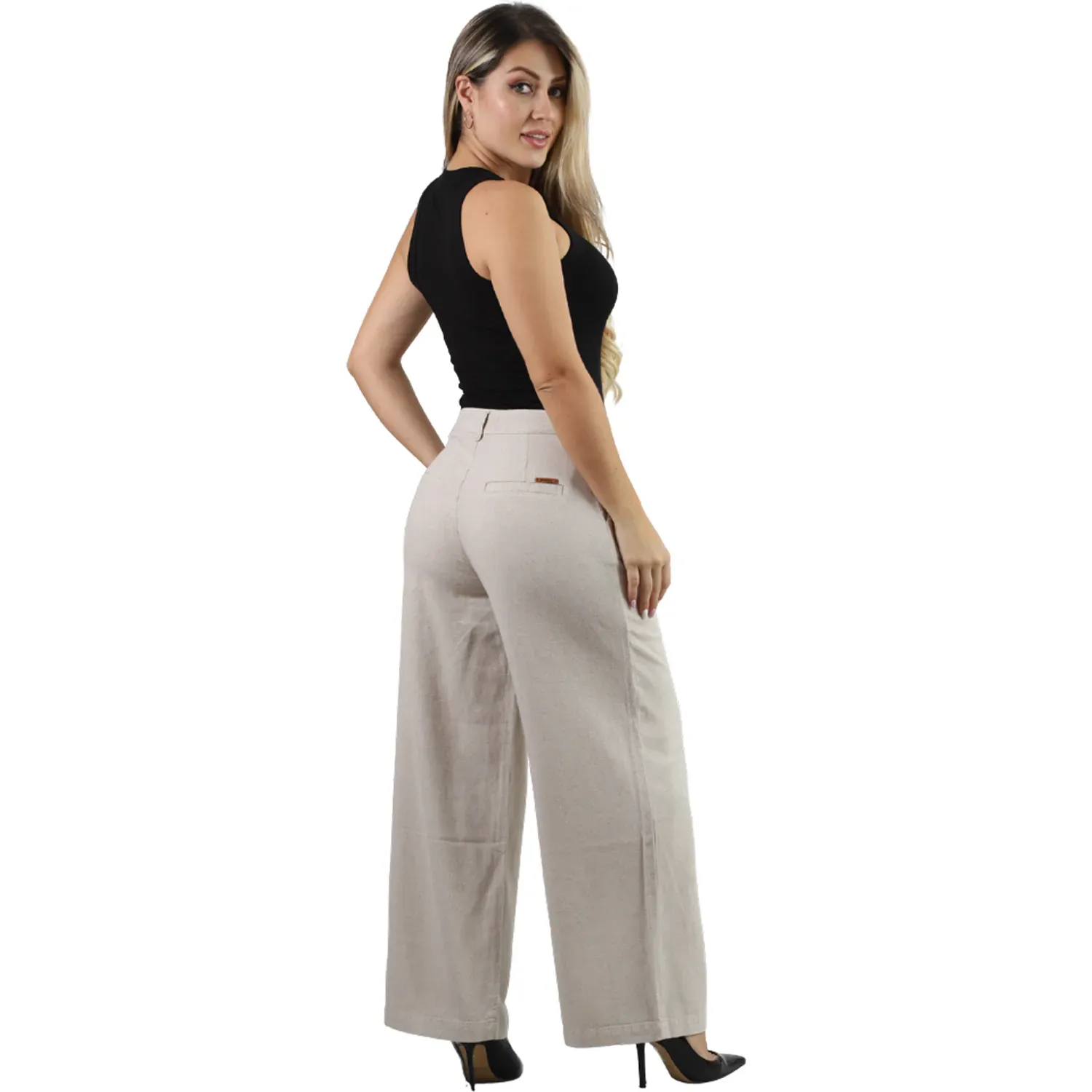 Pantalon Fordan Jeans Mujer 3902 Recto C/Plieguez En Delantero color arena | Platanitos