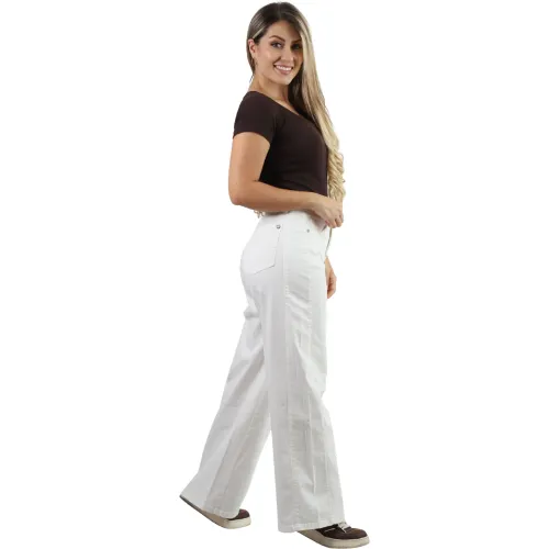 FORDAN JEANS Pantalon Mujer 3955 Palazzo C/Bolsillo Parche