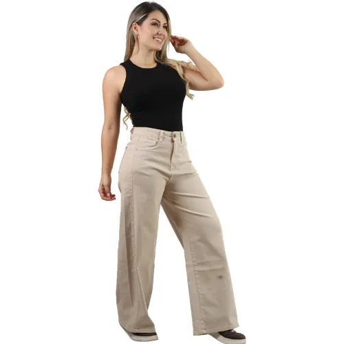 FORDAN JEANS Pantalon Mujer 3955 Palazzo C/Bolsillo Parche