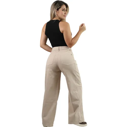 FORDAN JEANS Pantalon Mujer 3955 Palazzo C/Bolsillo Parche