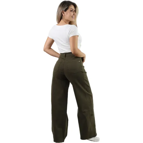 FORDAN JEANS Pantalon Mujer 3955 Palazzo C/Bolsillo Parche