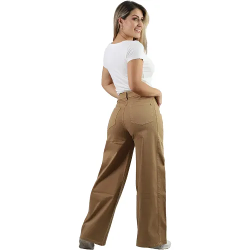 FORDAN JEANS Pantalon Mujer 3955 Palazzo C/Bolsillo Parche