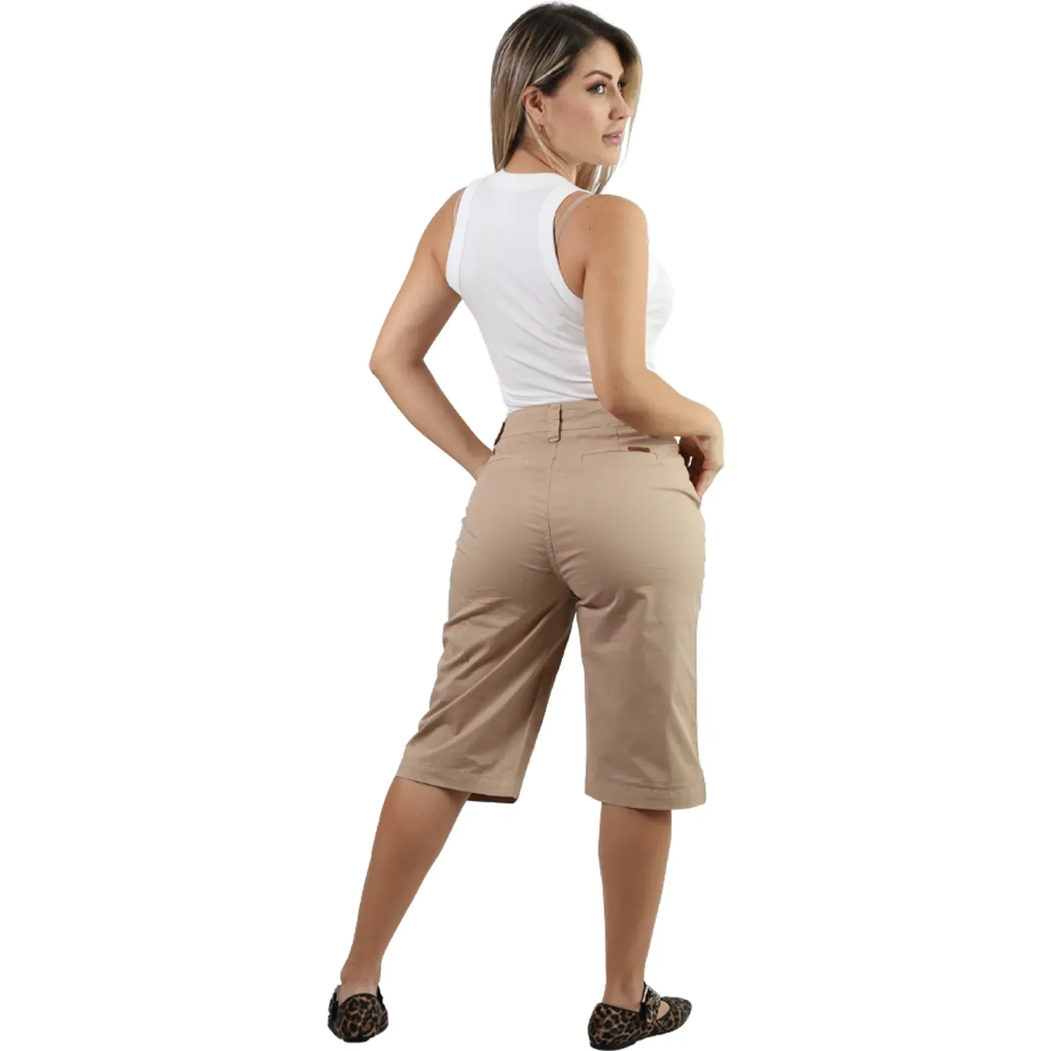 Bermuda Fordan Jeans Mujer 3956 Recto C/Bolsillo Ojal Y Secreta color beige | Platanitos