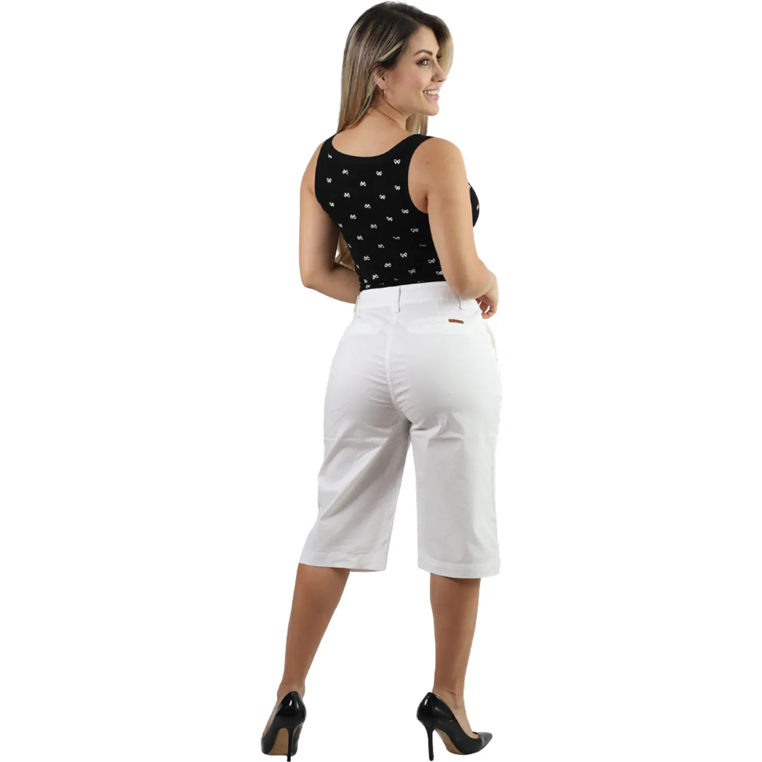 Bermuda Fordan Jeans Mujer 3956 Recto C/Bolsillo Ojal Y Secreta color hueso | Platanitos