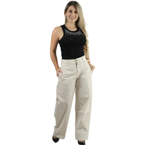 Pantalon Fordan Jeans Mujer 3957 Balloon C/Correa Y Bolsillos | Platanitos
