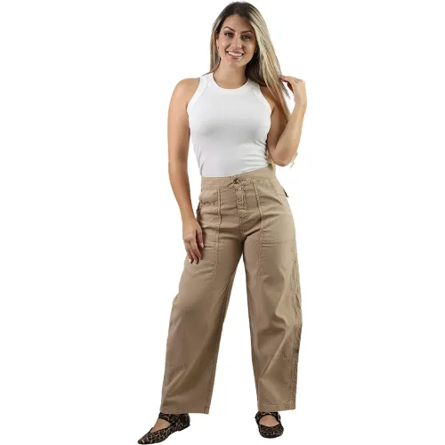 Pantalon Fordan Jeans Mujer 3958 Mom C/Cortes Costados color beige | Platanitos