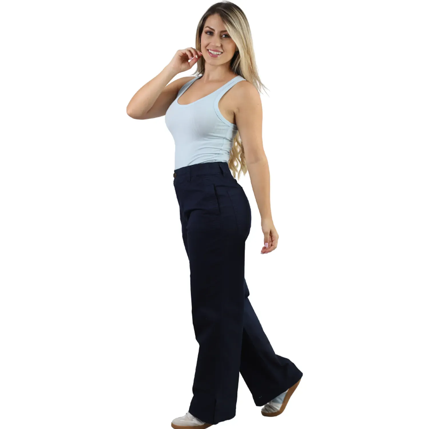 Pantalon Fordan Jeans Mujer 3966 C/Abertura  En La Basta color blue navy | Platanitos