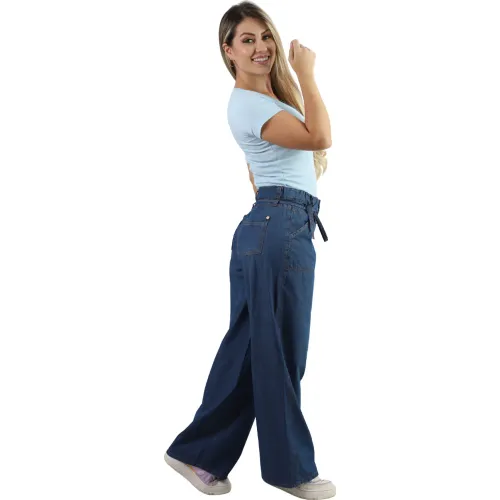 FORDAN JEANS Pantalon Jean Mujer 3968 Wide Leg C/Bosillo Parche