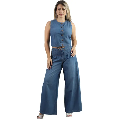 Pantalon Fordan Jeans Jean Mujer 3971 Palazzo C/Elastico Bolsillo Ojal | Platanitos