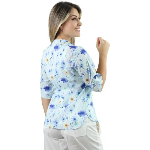 FORDAN JEANS Blusa Mujer 3965  Manga 3/4 Cuello Neru