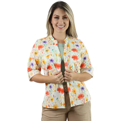 Blusa Fordan Jeans Mujer 3965  Manga 3/4 Cuello Neru color naranja | Platanitos