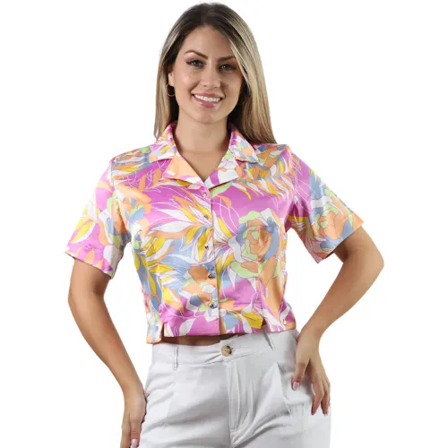 Blusa Fordan Jeans Manga Corta Mujer 3967 Cuello C/Solapa color morado | Platanitos