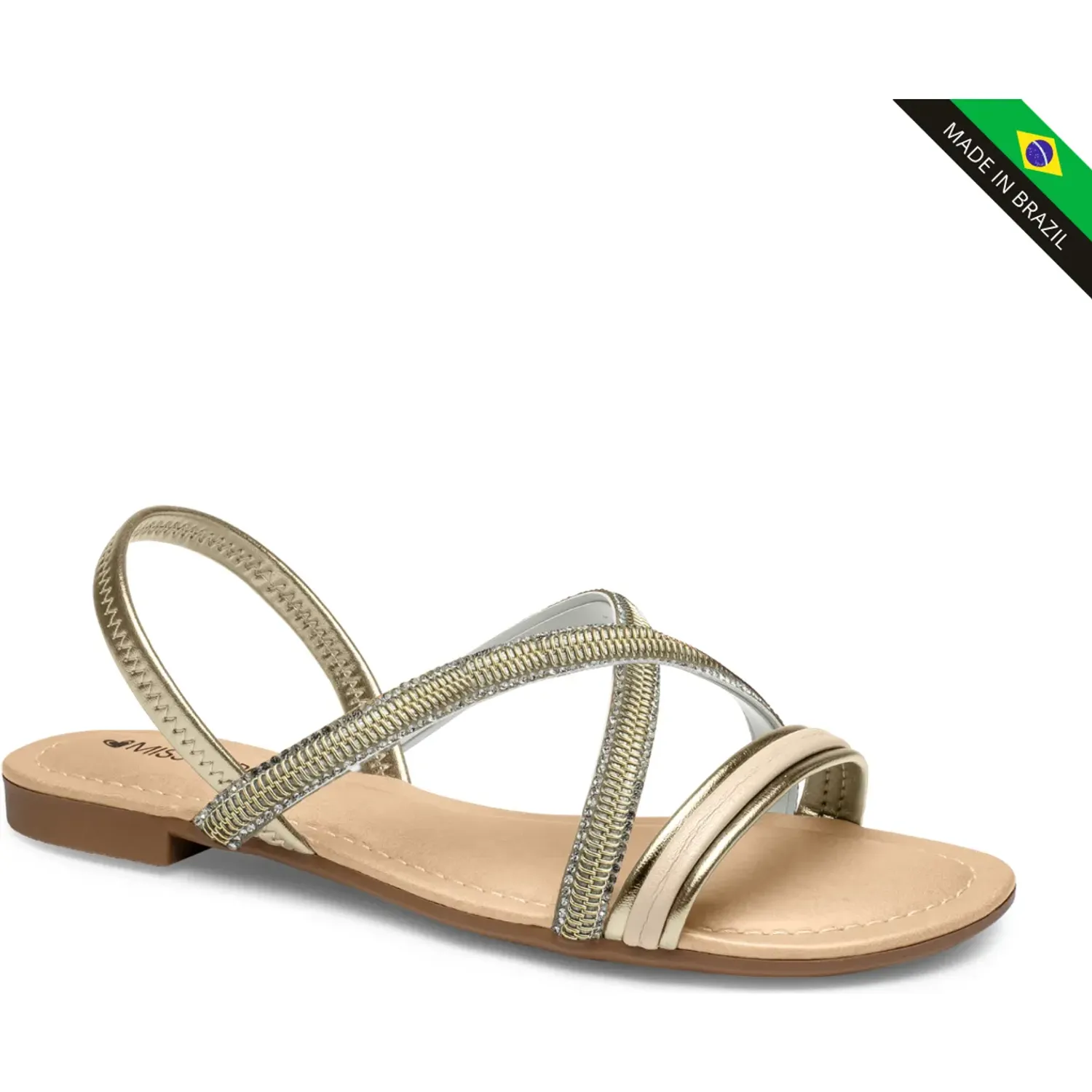 Sandalia Mississipi Flat Mujer J0960 color champagne | Platanitos
