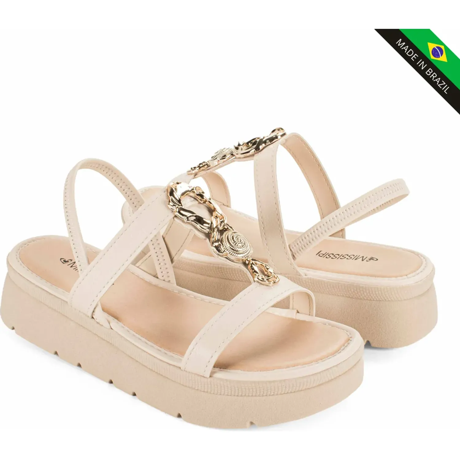 Sandalia Mississipi Plataforma Mujer J0210 color beige | Platanitos