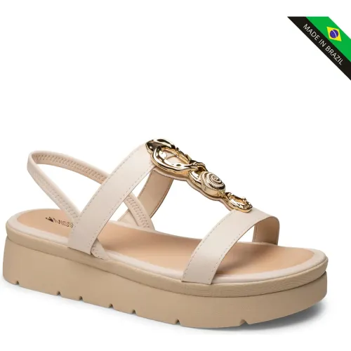 Sandalia Mississipi Plataforma Mujer J0210 color beige | Platanitos