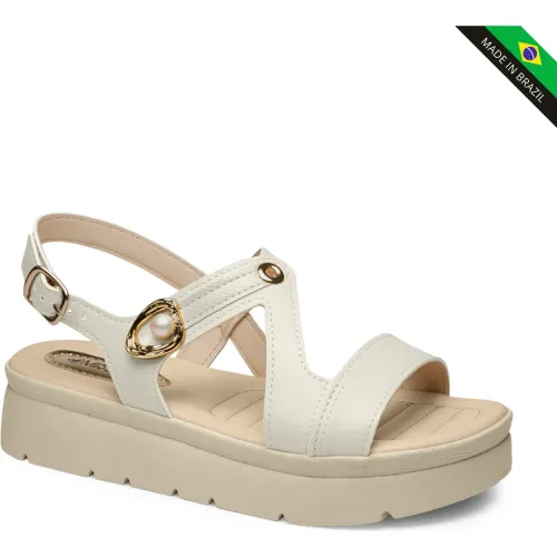 Sandalia Mississipi Plataforma Mujer J0880 color marfil | Platanitos