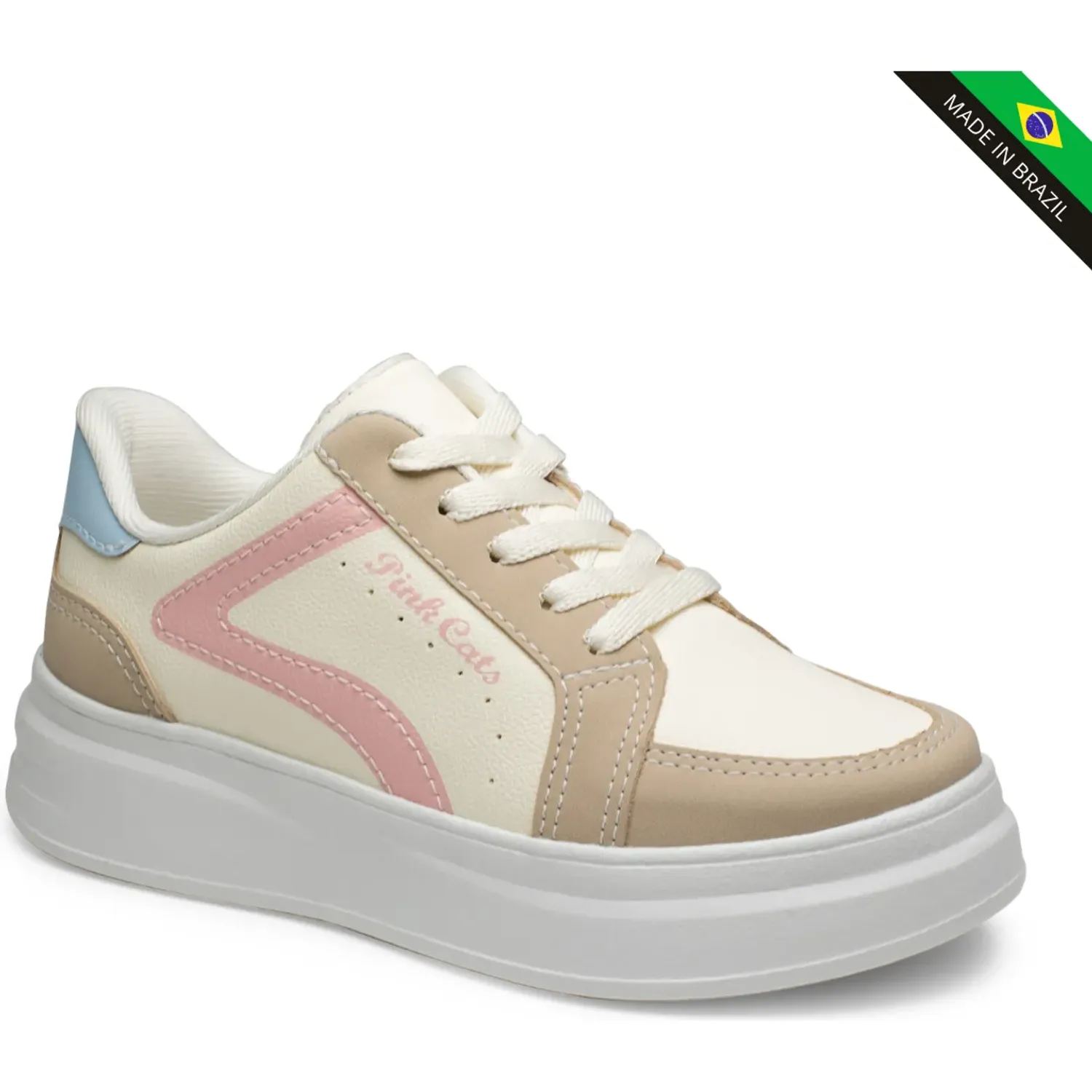 Zapatilla Pink Cats Niños V62102 color beige/rosa | Platanitos