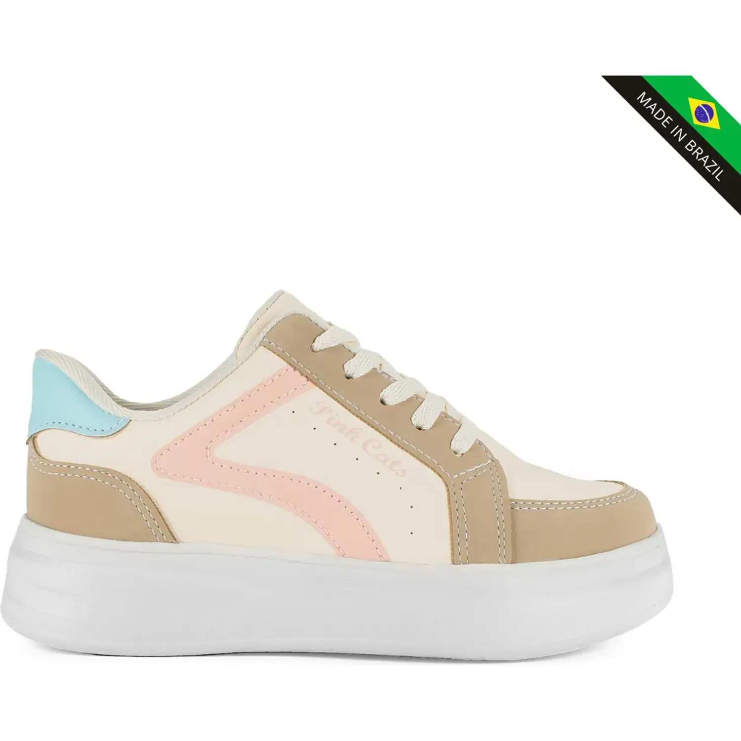 Zapatilla Pink Cats Niños V62102 color beige/rosa | Platanitos