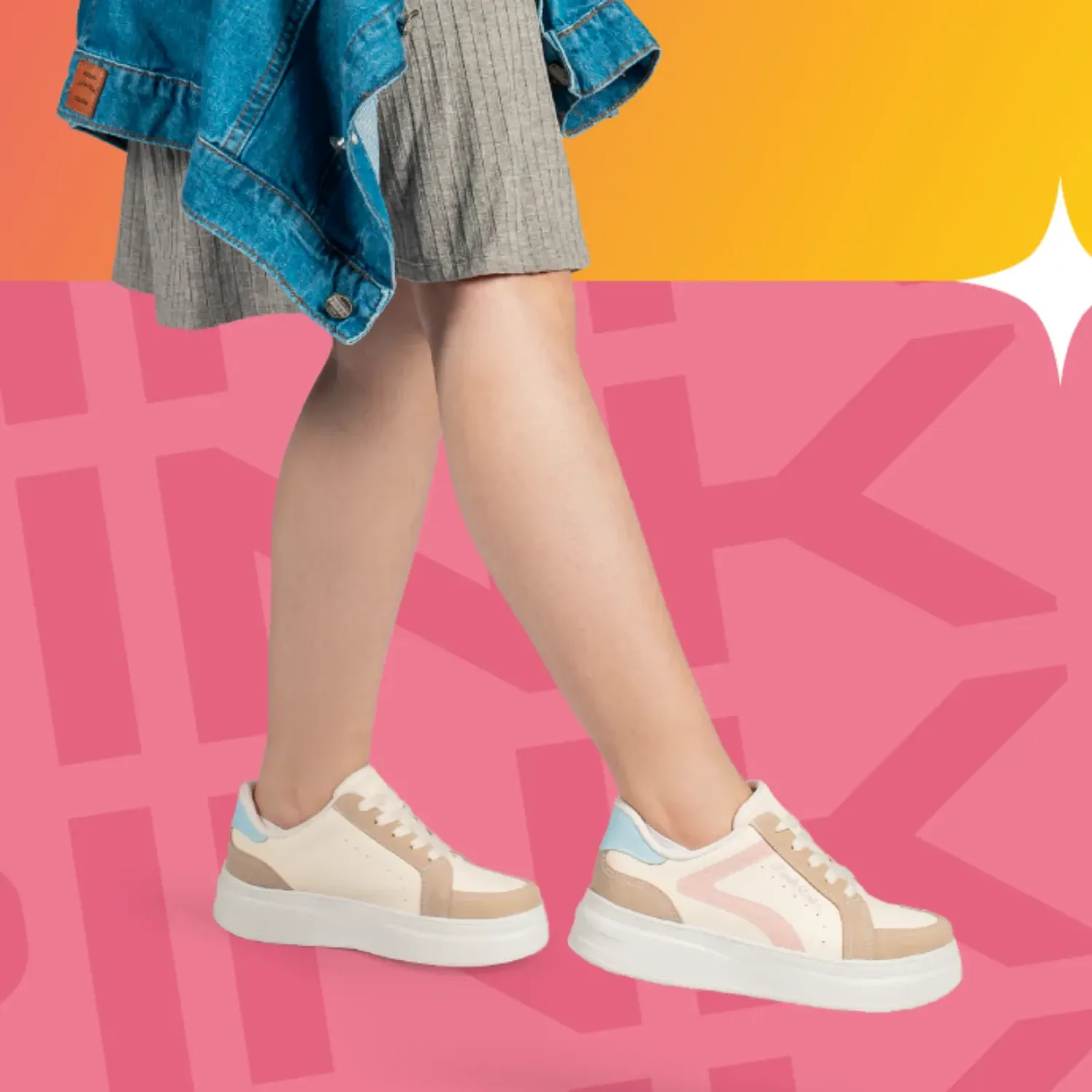 Zapatilla Pink Cats Niños V62102 color beige/rosa | Platanitos