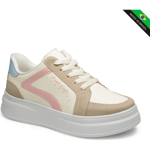 Zapatilla Pink Cats Niños V62102 color beige | Platanitos