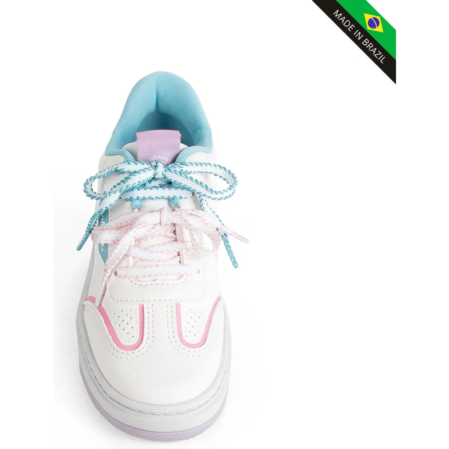 Zapatilla Pink Cats Niños V6150 color blanco / celeste | Platanitos