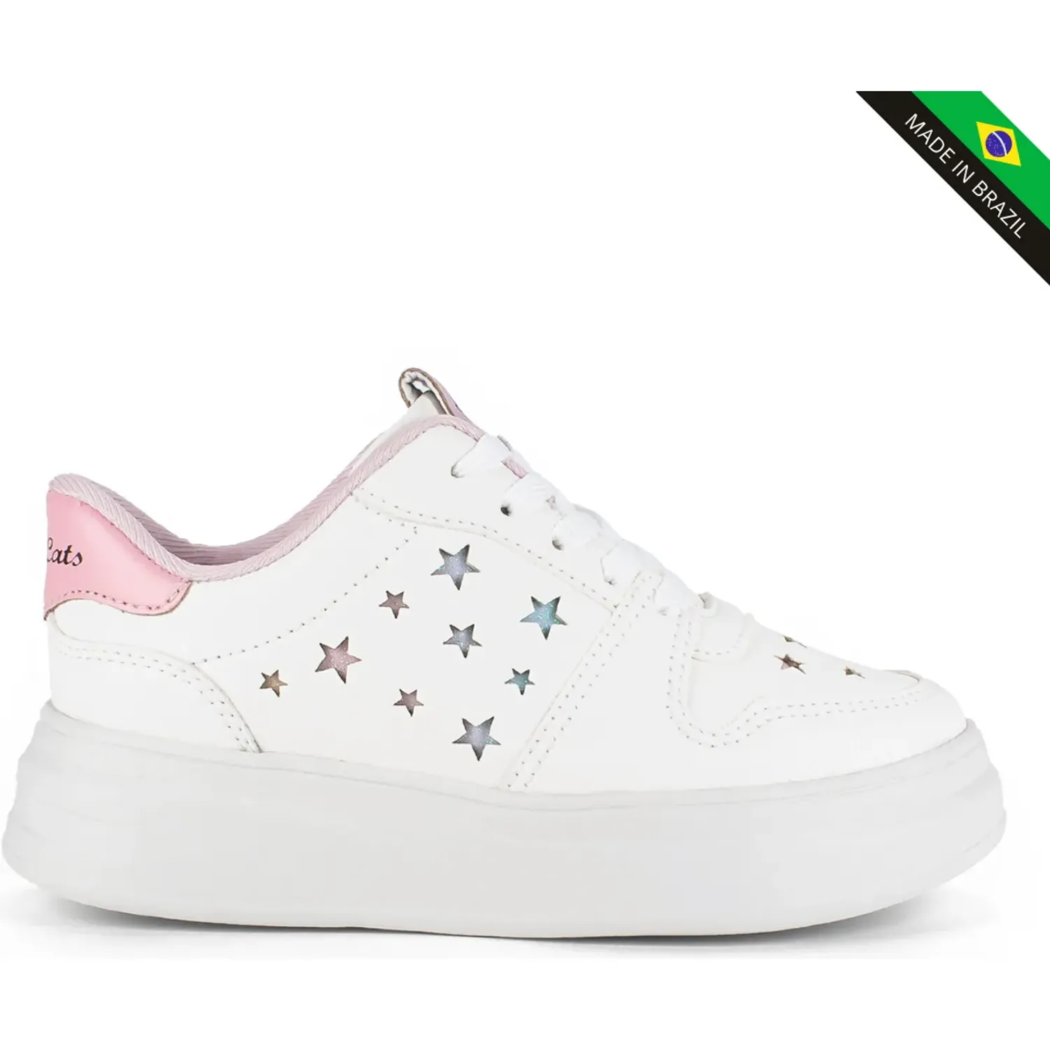 Zapatilla Pink Cats Niños V6210 color blanco / rosado | Platanitos