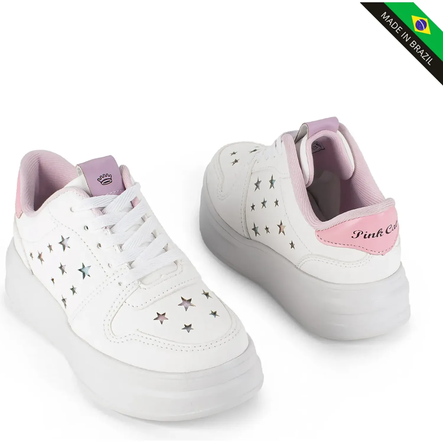 Zapatilla Pink Cats Niños V6210 color blanco / rosado | Platanitos