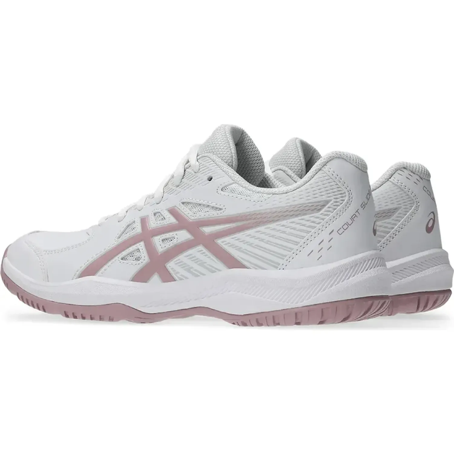 Zapatillas Asics De Tenis Mujer Court Slide 4 color blanco / rosado | Platanitos