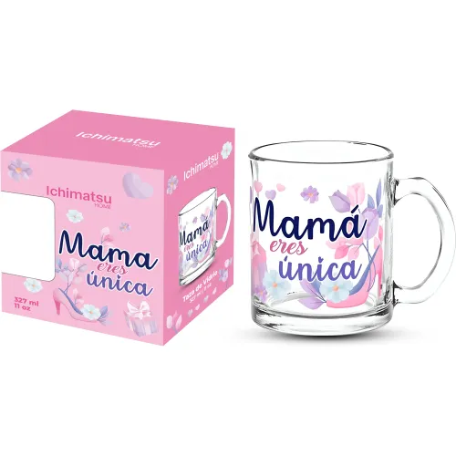 ICHIMATSU Taza De Vidrio 327 Ml Recto Con Estuche - Edicion Dia De La Madre