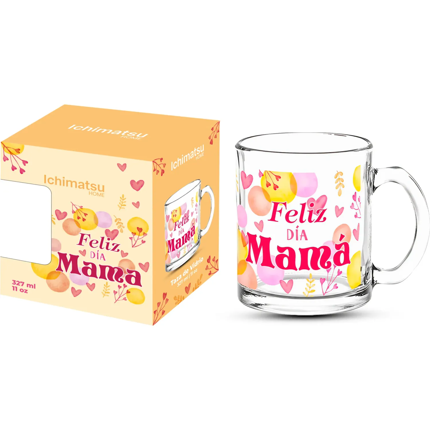 Taza Ichimatsu De Vidrio 327 Ml Recto Con Estuche - Edicion Dia De La Madre color varios | Platanitos