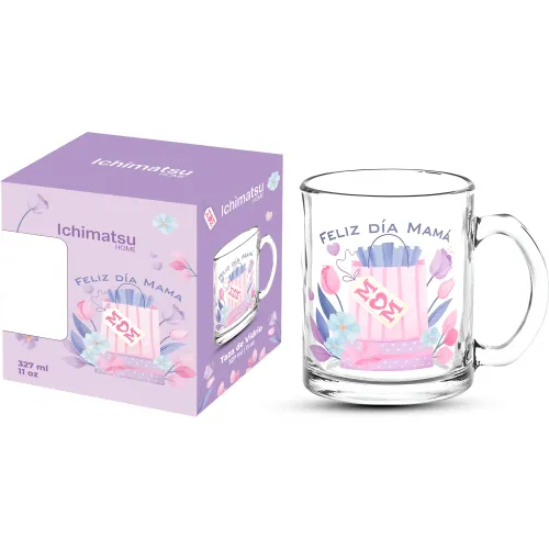 ICHIMATSU Taza De Vidrio 327 Ml Recto Con Estuche - Edicion Dia De La Madre