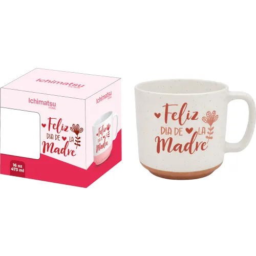 ICHIMATSU Taza De Loza Mate 16 Oz Con Estuche Decorado - Edicion Dia De La Madre