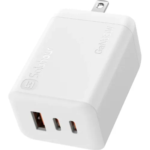 SOLOHOUR Cargador Rápido Gan 65w 3 En 1 Con Cable Usb-C A Usb-C