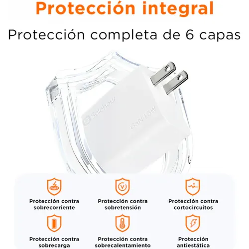 SOLOHOUR Cargador Rápido Gan 45w Con Cable Usb-C A Usb-C