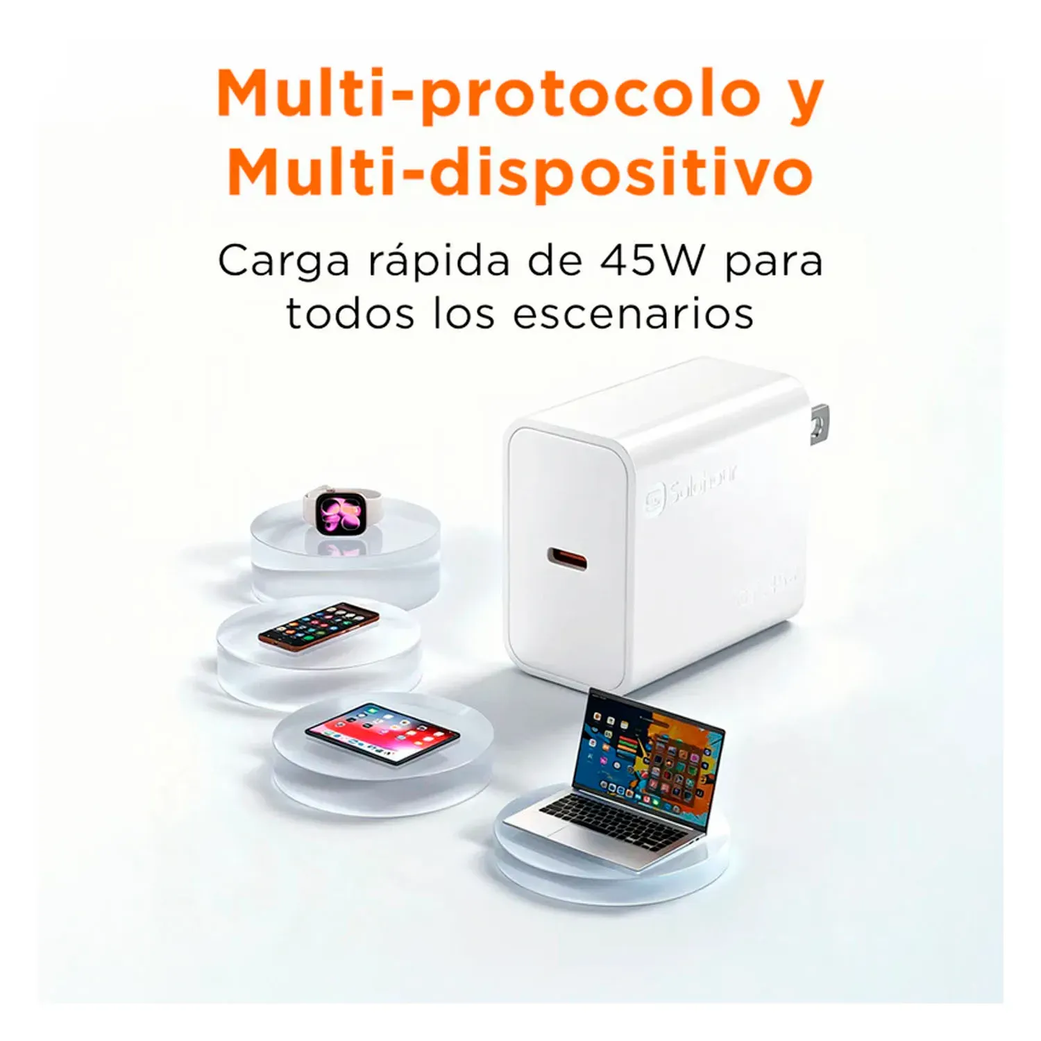 Cargador Solohour Rápido Solohour Gan 45w Con Cable Usb-C A Usb-C Negro color negro | Platanitos