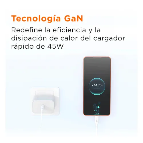 SOLOHOUR Cargador Rápido Solohour Gan 45w Con Cable Usb-C A Usb-C Negro