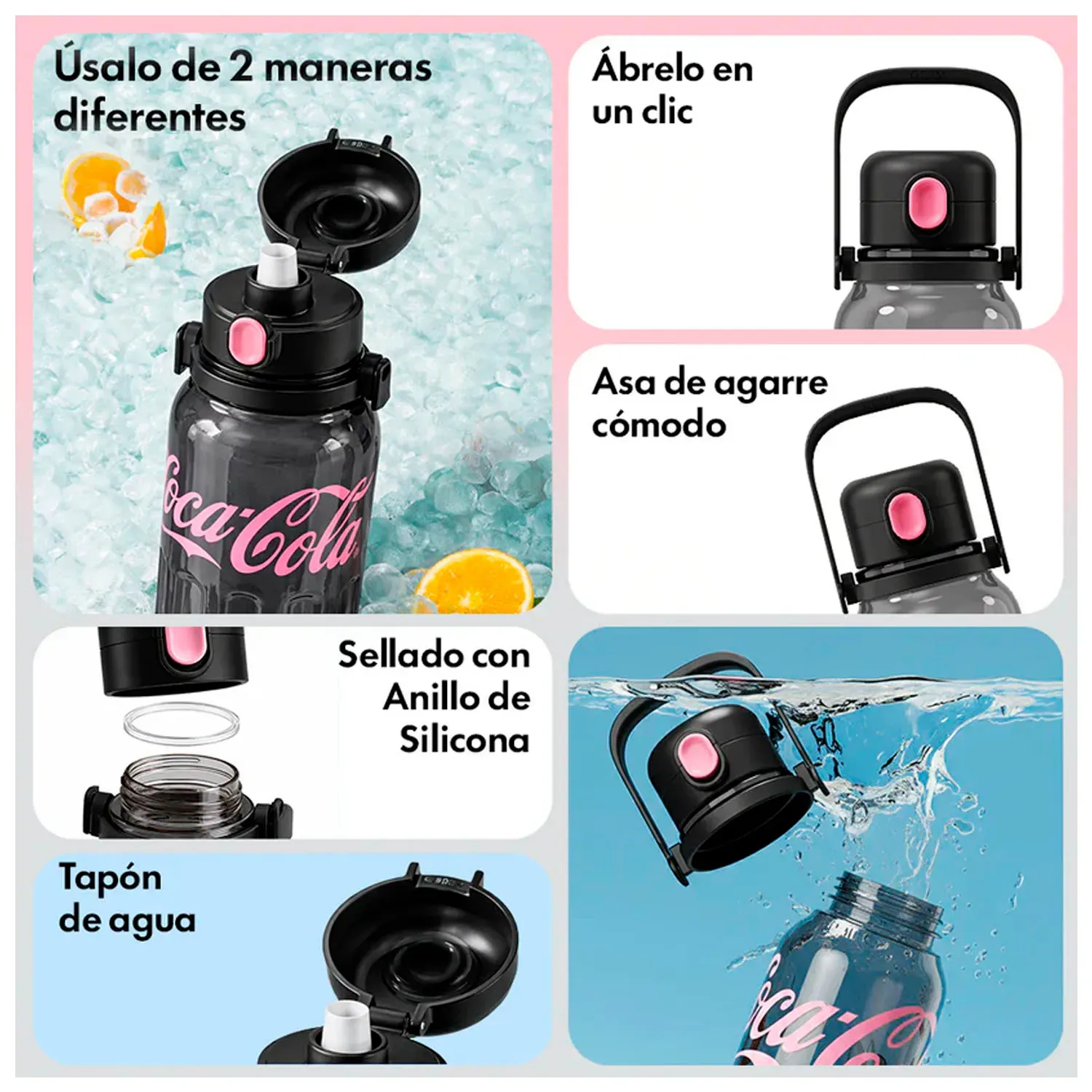 Tomatodo Germ Rítmico Logo Coca Cola Negro 1250ml color negro | Platanitos