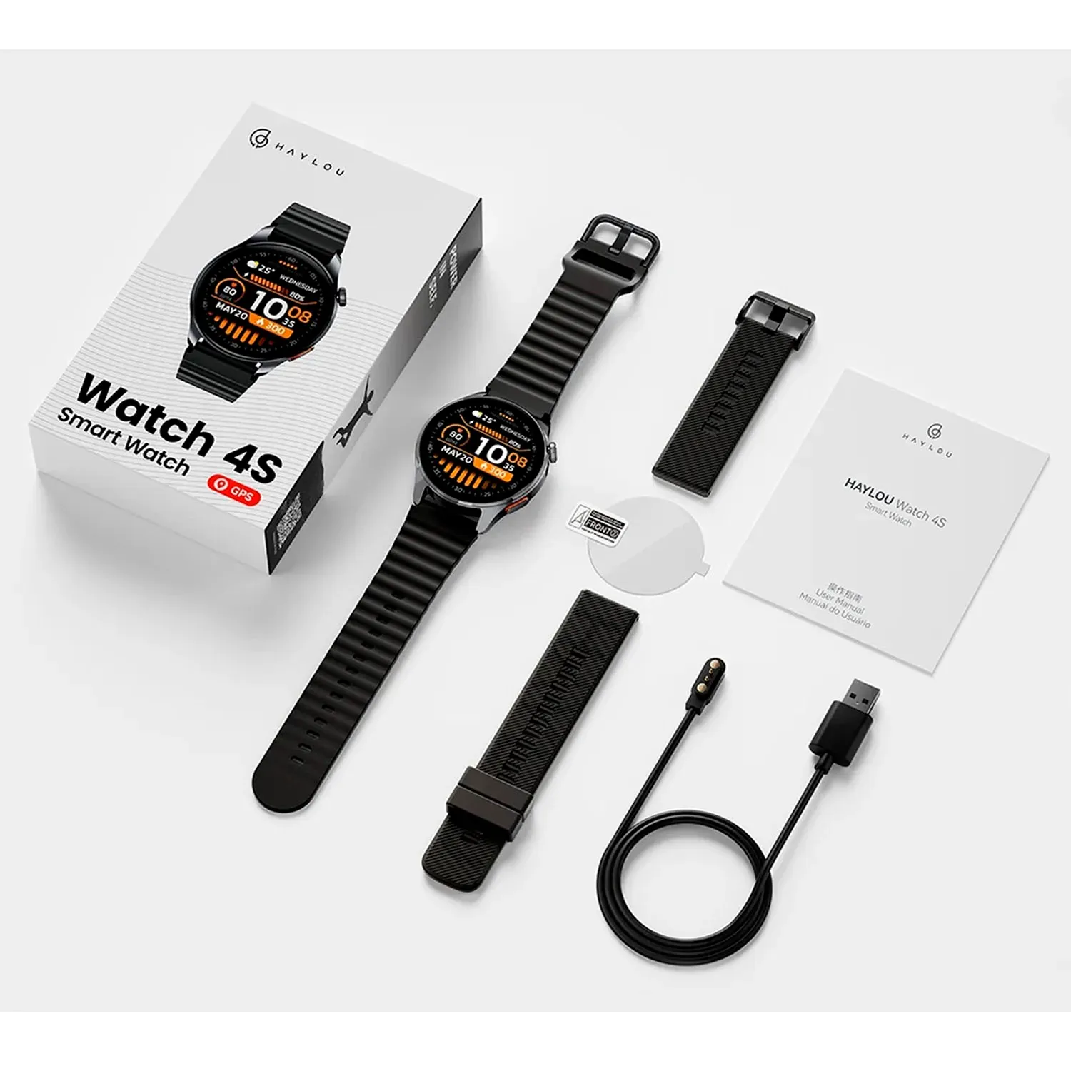 Reloj Haylou Smartwatch Watch 4s Pantalla Amoled color negro | Platanitos