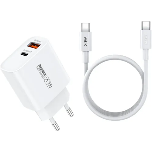 Cargador Remax Rápido Fast Charger Set Rp-U120 20w color blanco | Platanitos