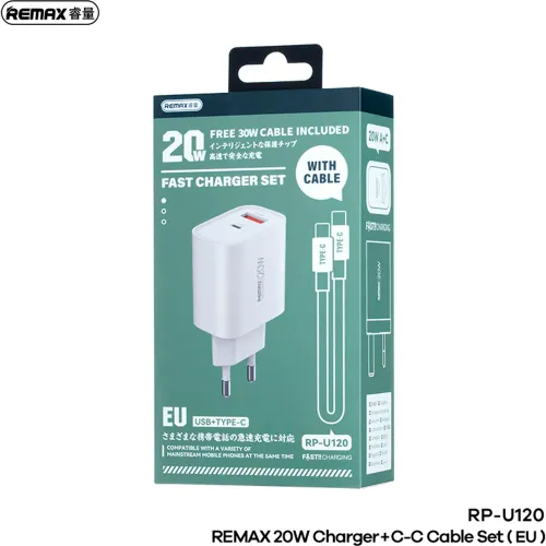 REMAX Cargador Rápido Fast Charger Set Rp-U120 20w