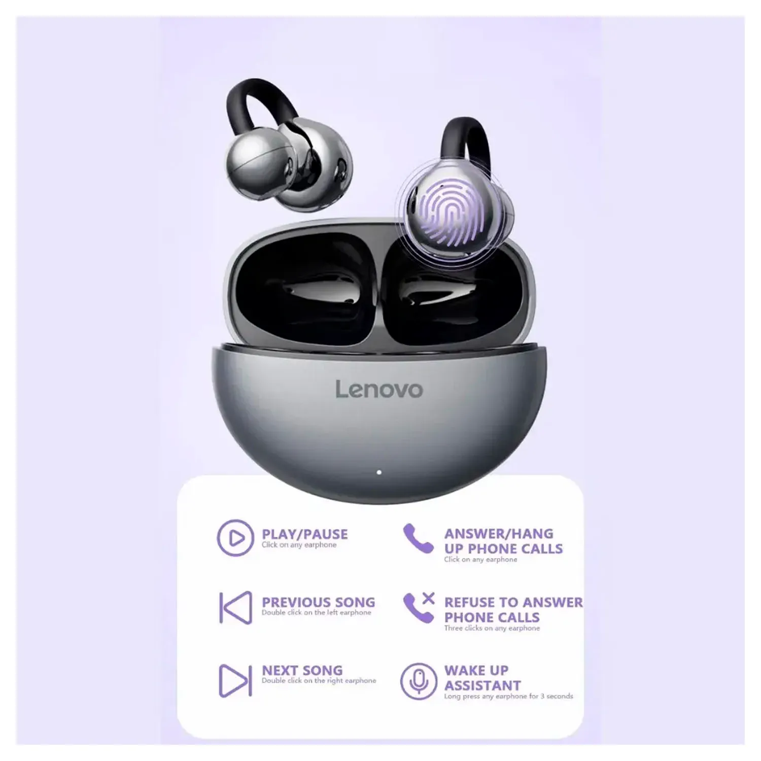 Audifonos Lenovo Inalámbricos Ta410 Bluetooth 5.4 color purpura | Platanitos