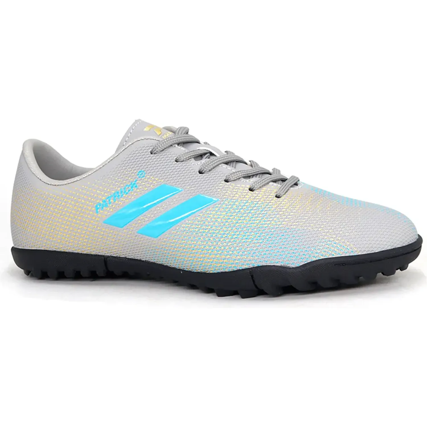 Zapatillas Patrick De Futbol Niños Olivera/J26 color grey / ltblue / gold | Platanitos