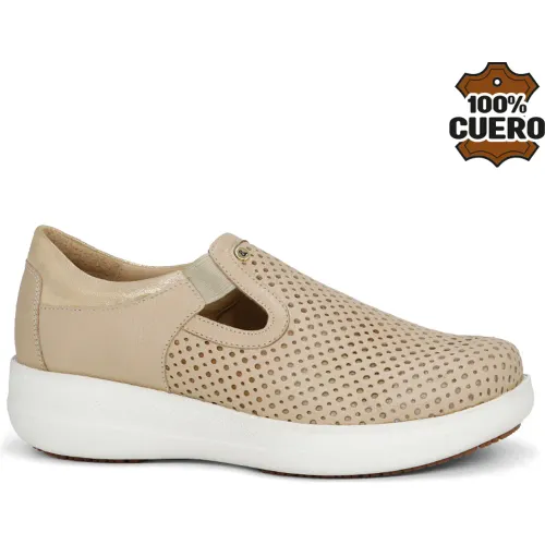 Zapato Par&Ss Casual De Cuero Mujer 2649-Ka26q1 color beige | Platanitos