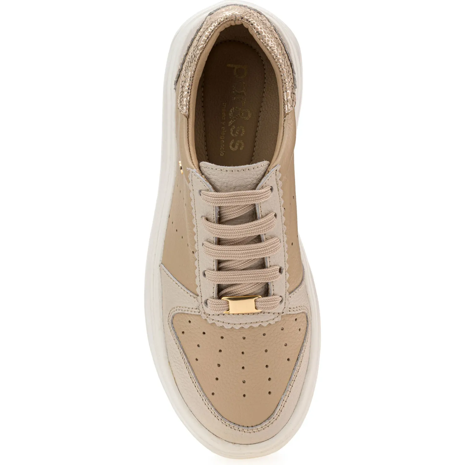 Zapatillas Par&Ss Urbanas De Cuero Mujer 2637-Ka26q1 color beige | Platanitos
