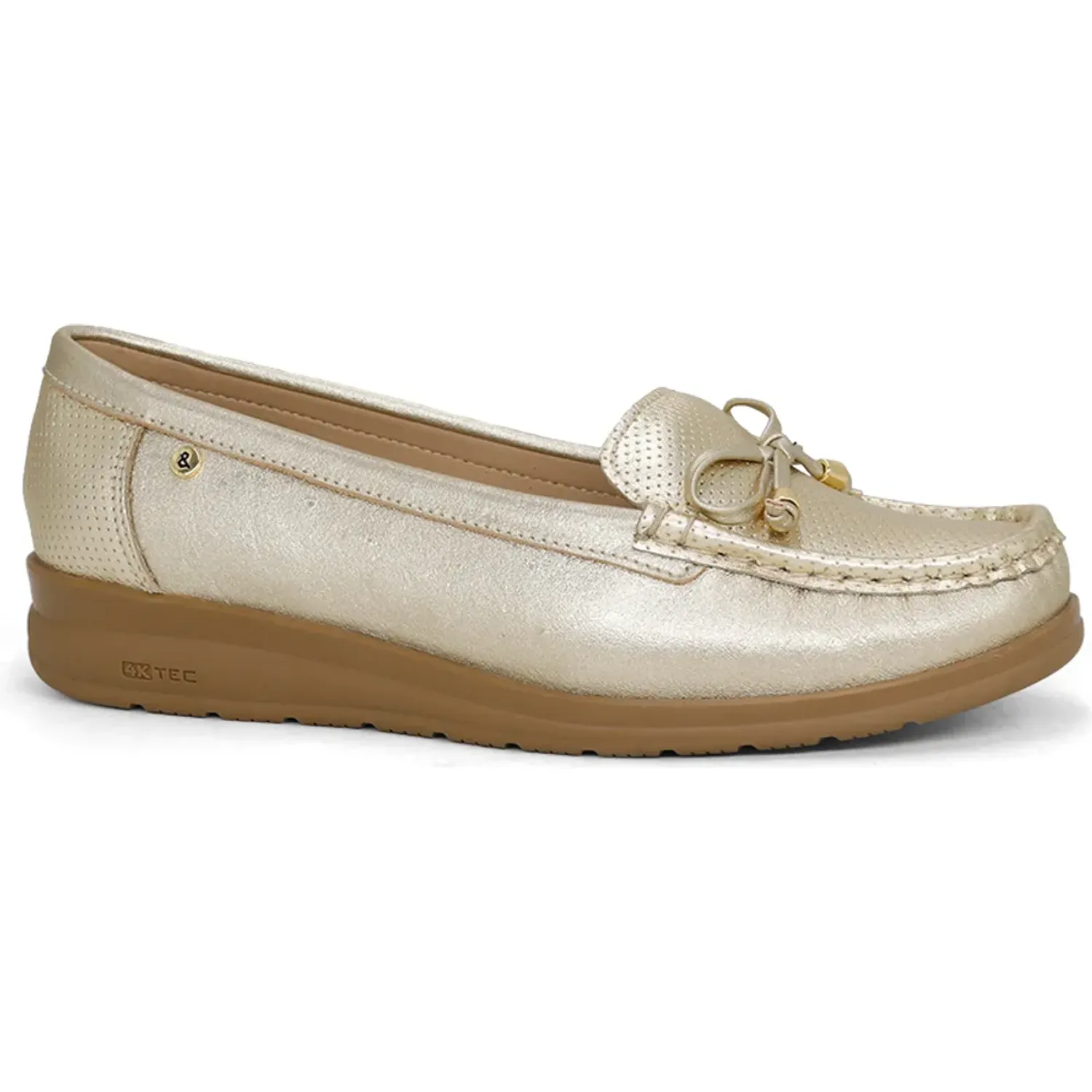 Mocasin Par&Ss Casual De Cuero Mujer 2620-Ka26q1 color dorado | Platanitos